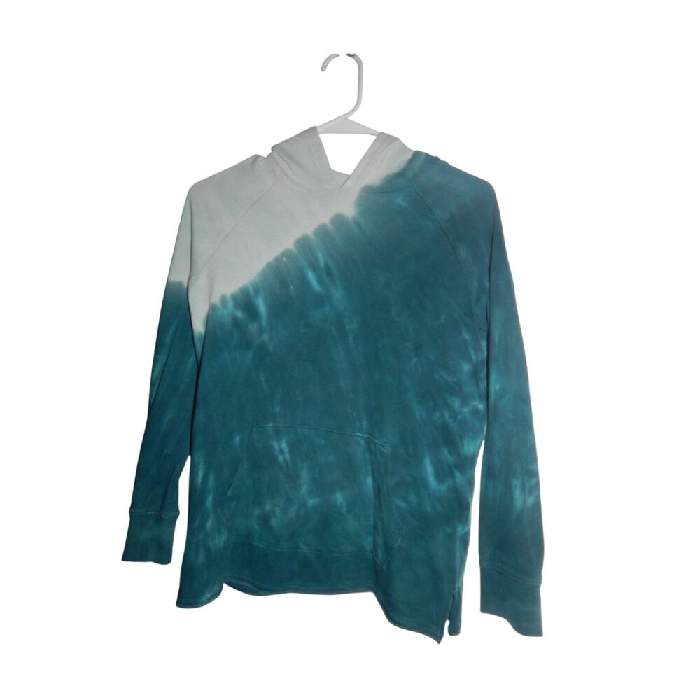 Old Navy Girls Large 10-12 Teal Blue Tie Dye Lightweight Pullover Hoodie